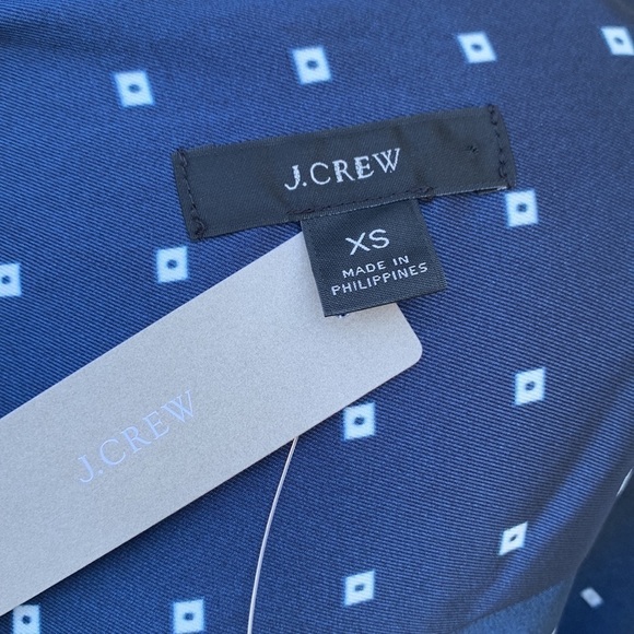 J Crew Drapey In Ratti Blue Red Geometric Print Long Sleeve High Low Tunic - Picture 14 of 16